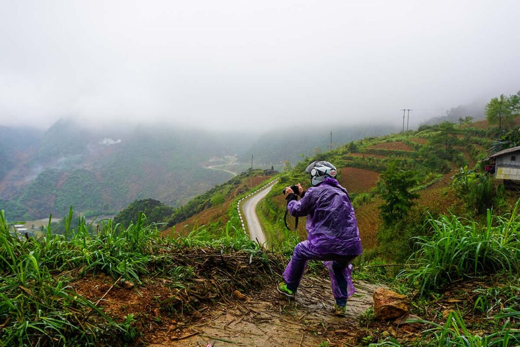 Ha Giang loop by motorbike in the rain with raincoats