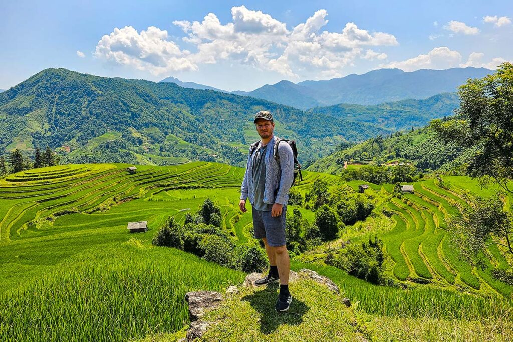 Hiking and trekking in Ha Giang at the terraced rice fields of Hoang Su Phi