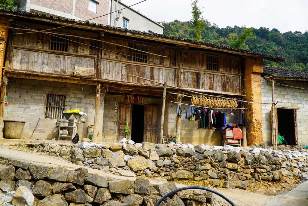 ethnic house made of clay, stone and wood in Ma Le Village in Ha Giang