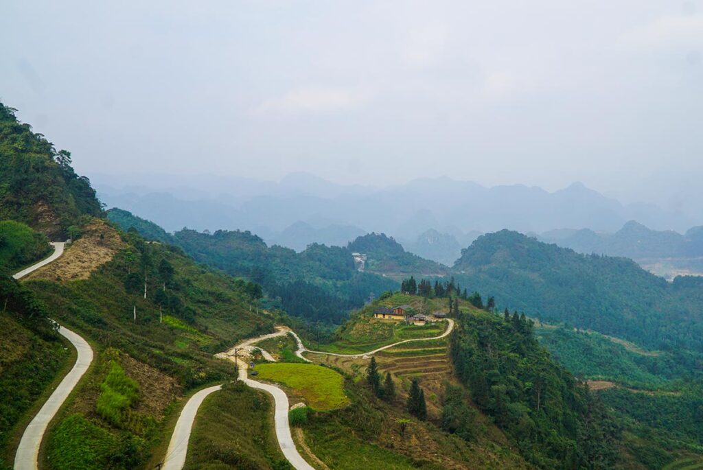 View from atop Quan Ba Heaven Gate (Quan Ba Pass) along the Ha Giang Loop in Quan Ba District