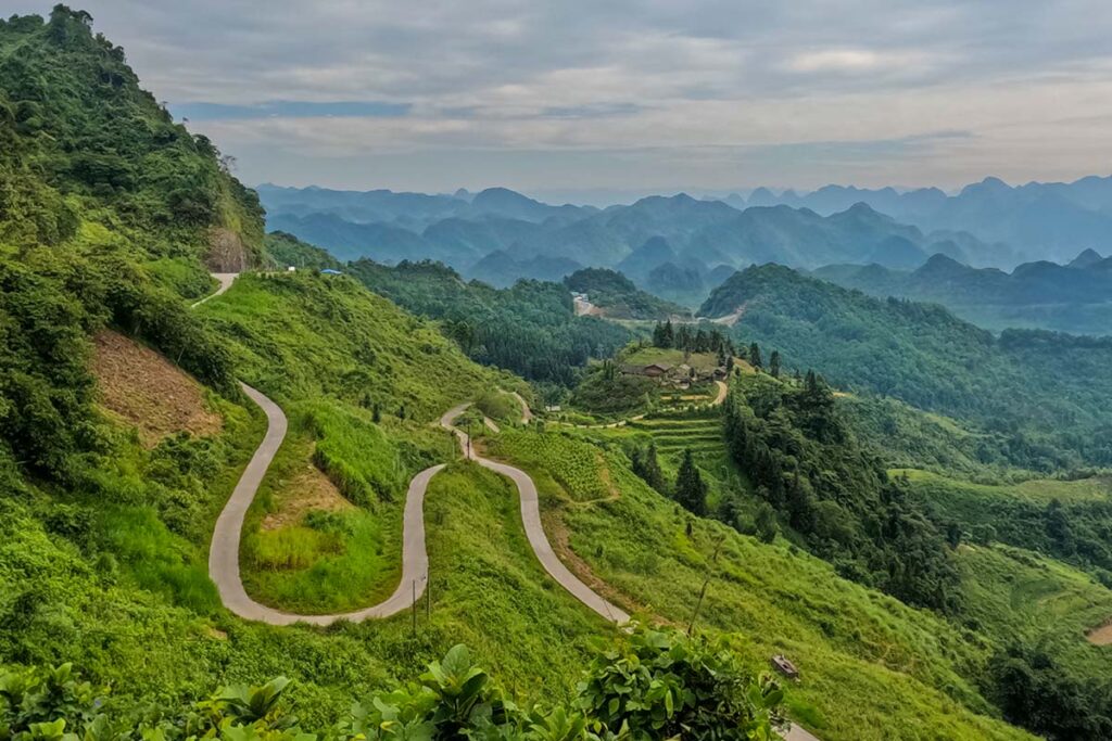 The view from atop the Quan Heaven Gate (Quan Ba Pass) along the Ha Giang Loop