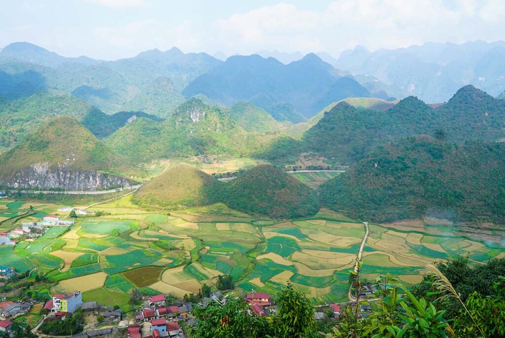 The iconic Twin Mountains in Ha Giang (Quan Ba) view from Quan Ba Pass
